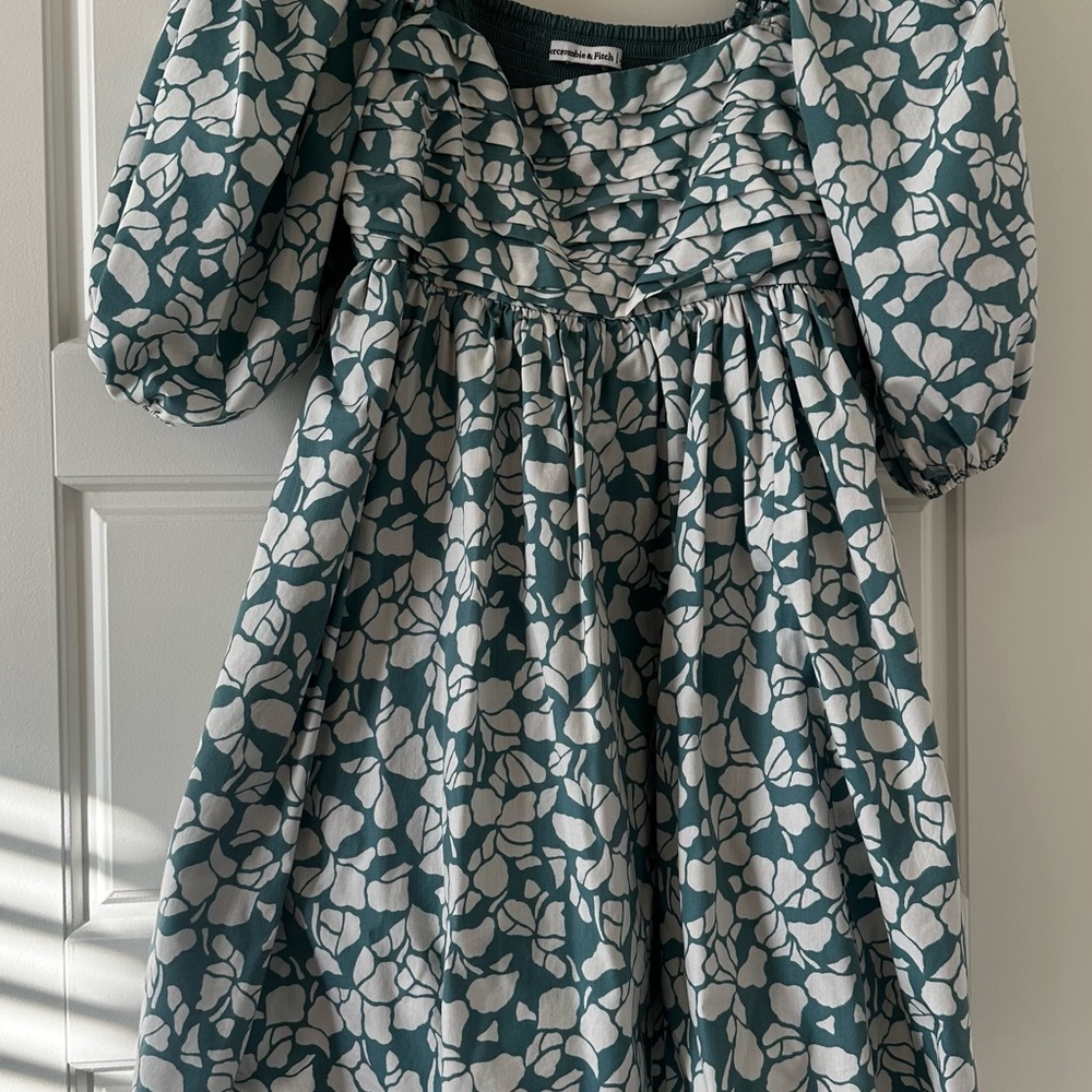 Abercrombie & Fitch Puffy Sleeve Baby Doll Mini Dress "Emerson" Teal